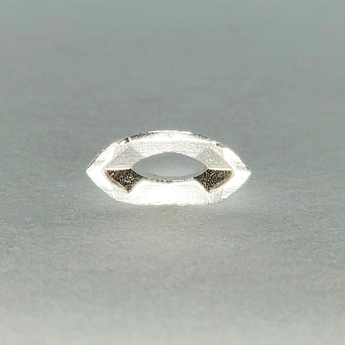 8x4mm Silver Marquise Rubover Setting. Cast Recycled Silver Open-Sided Bezel. Jewelry Making Supplies.