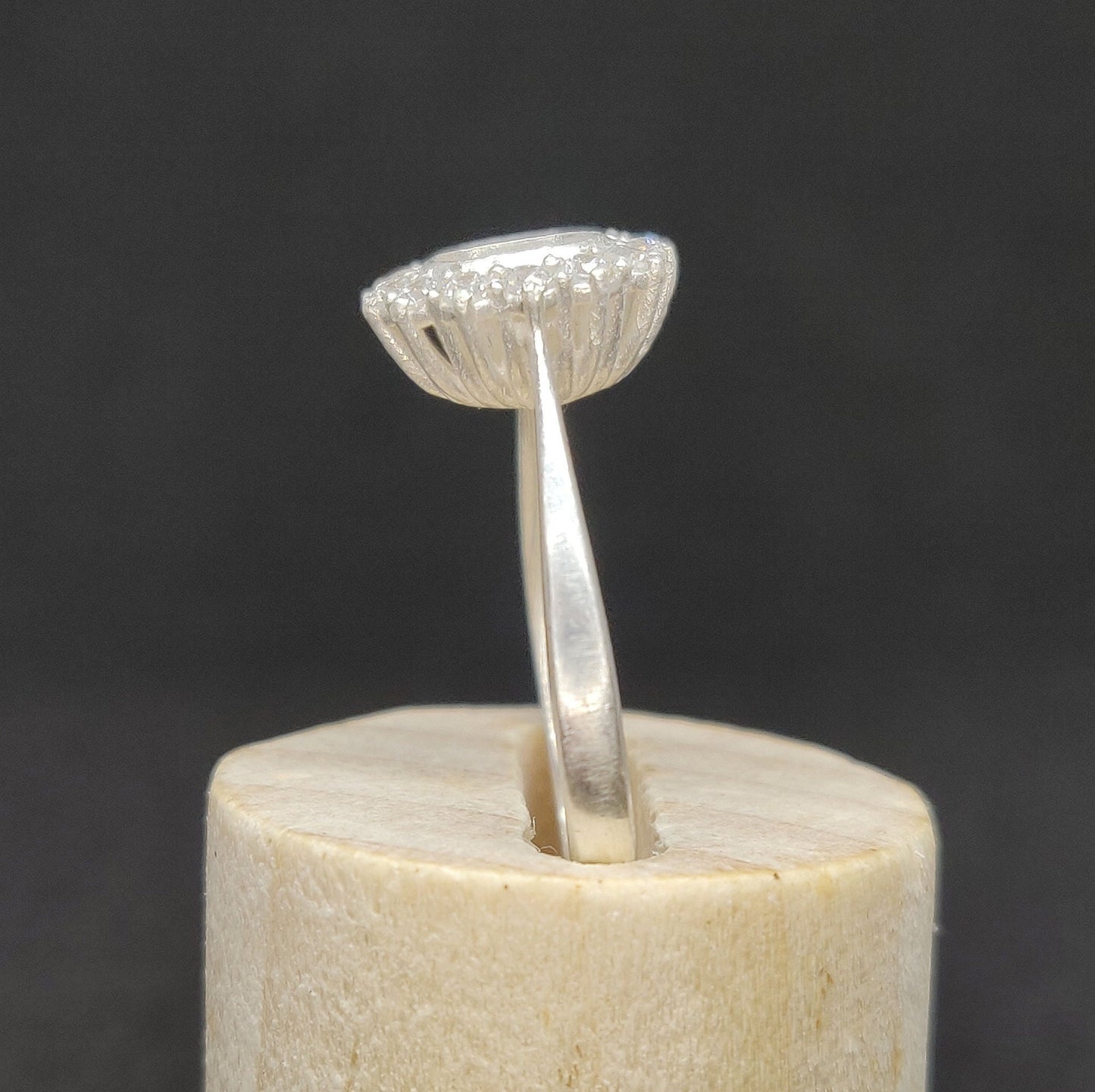 Semi Mount Cushion Halo Ring with Cubic Zirconia Pave Setting in Silver