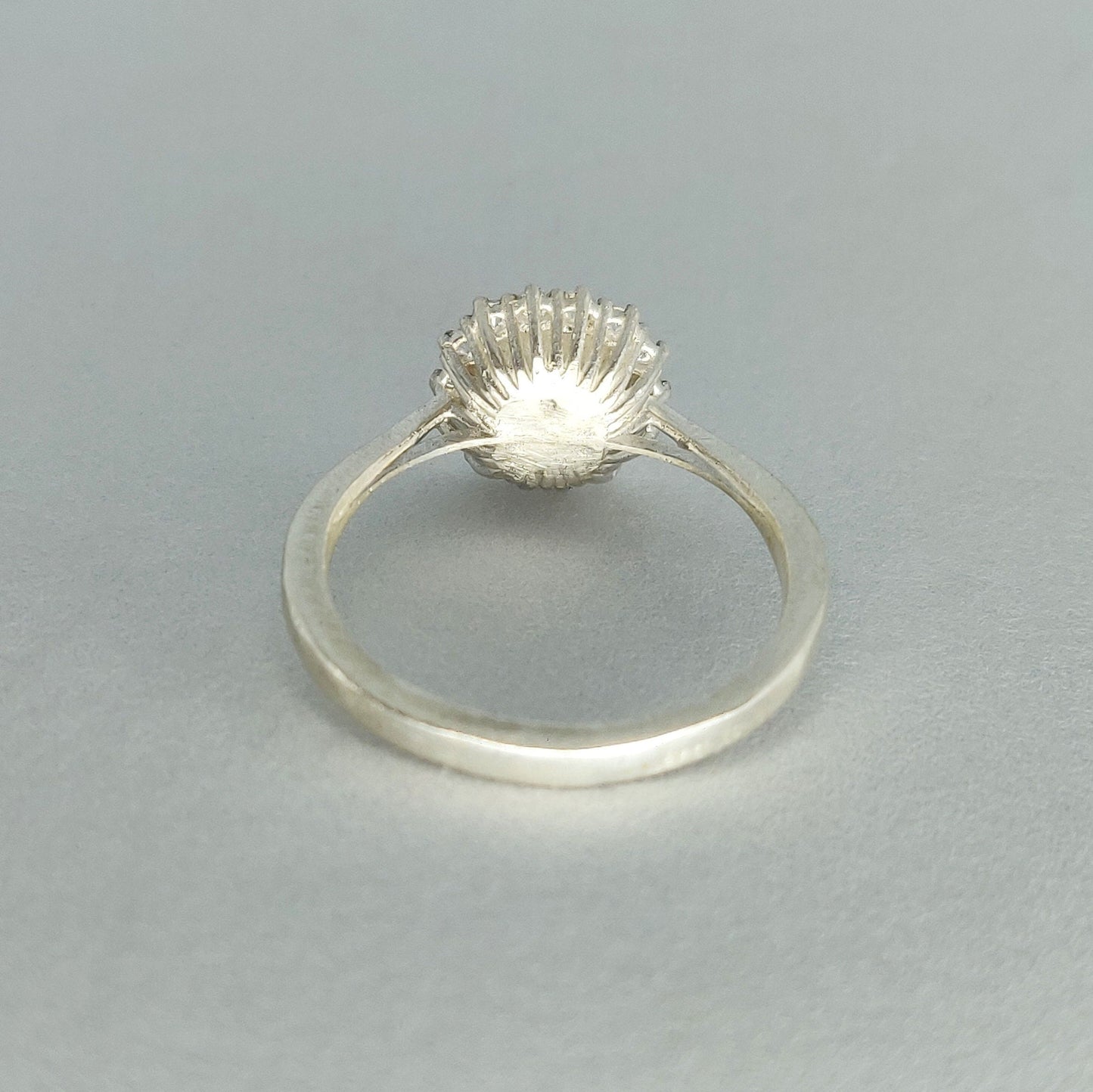 Semi Mount Cushion Halo Ring with Cubic Zirconia Pave Setting in Silver