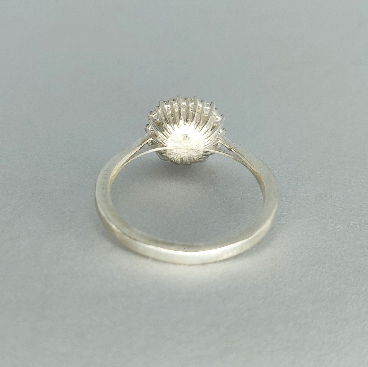 Semi Mount Cushion Halo Ring with Cubic Zirconia Pave Setting in Silver