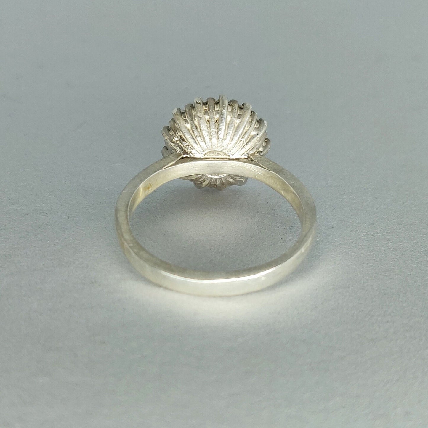 Argentium or Sterling Silver Semi Mount Halo Ring with Cubic Zirconia Pave Setting