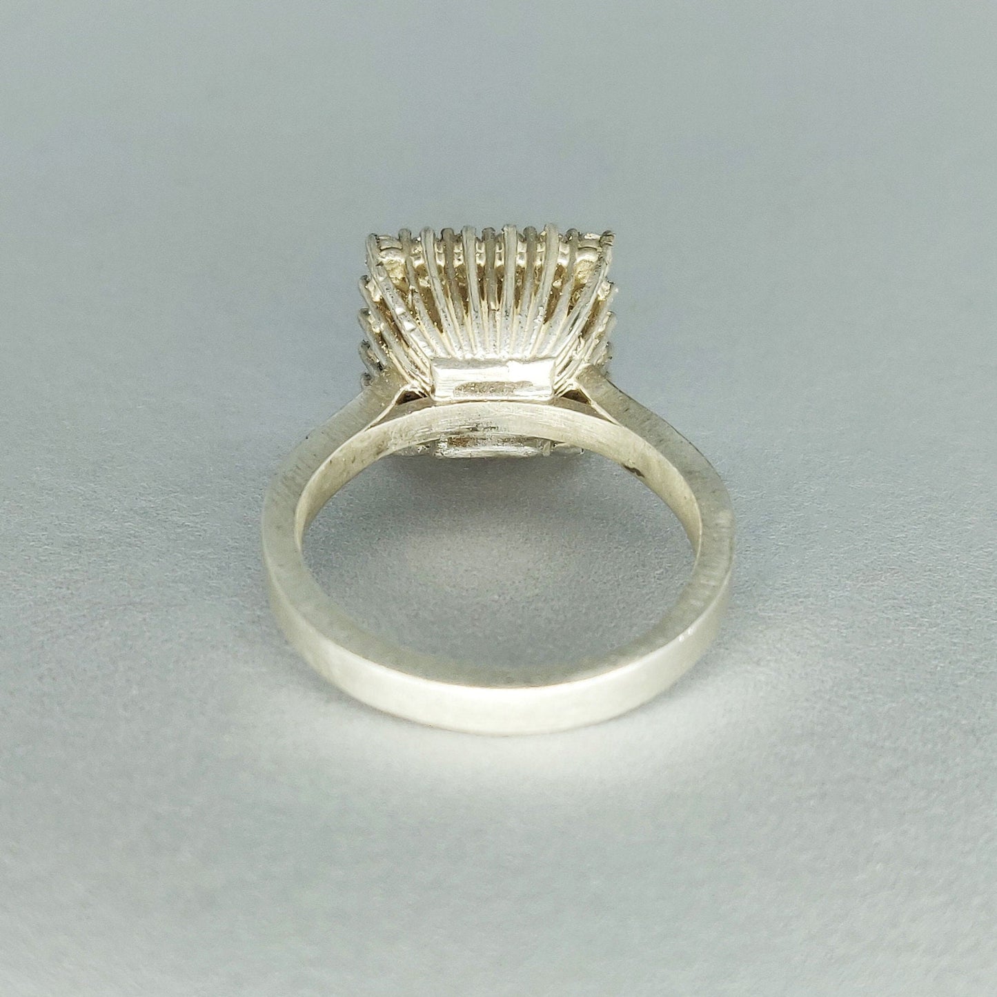 Elegant Silver Princess Cut Halo Ring with Cubic Zirconia Pave Setting