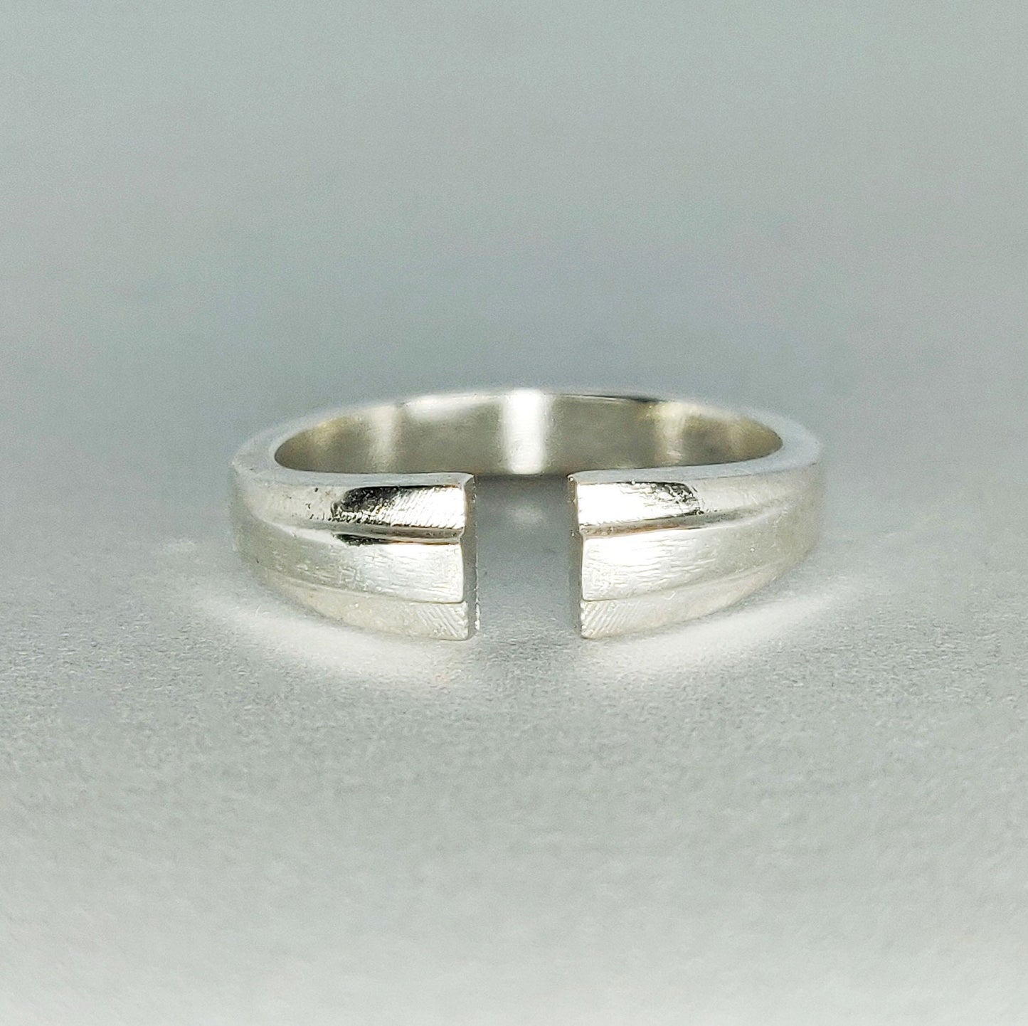 Thick Silver Split Shank Ring, Stepped Profile Ring Blank, Jewelry Crafting Supplies