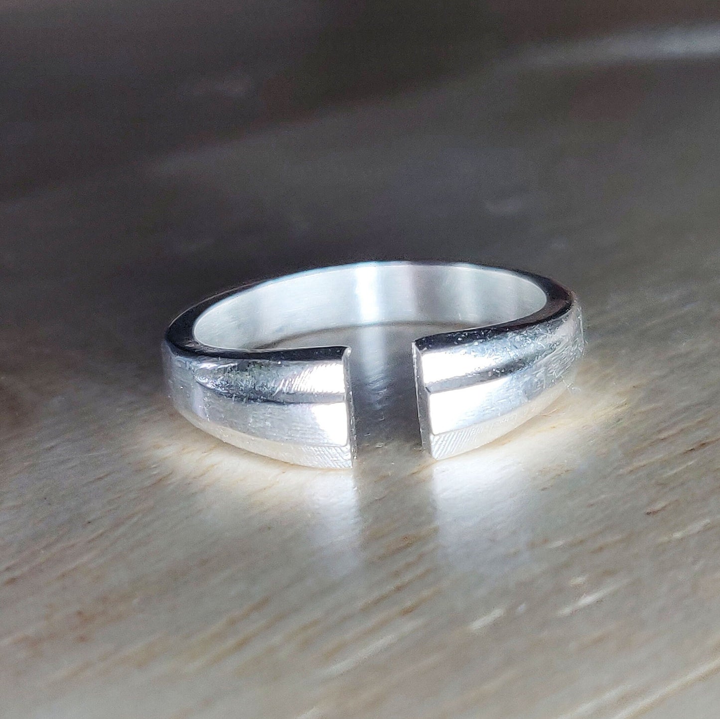 Thick Silver Stepped Profile Split Shank Ring Blank for Jewelry Crafting