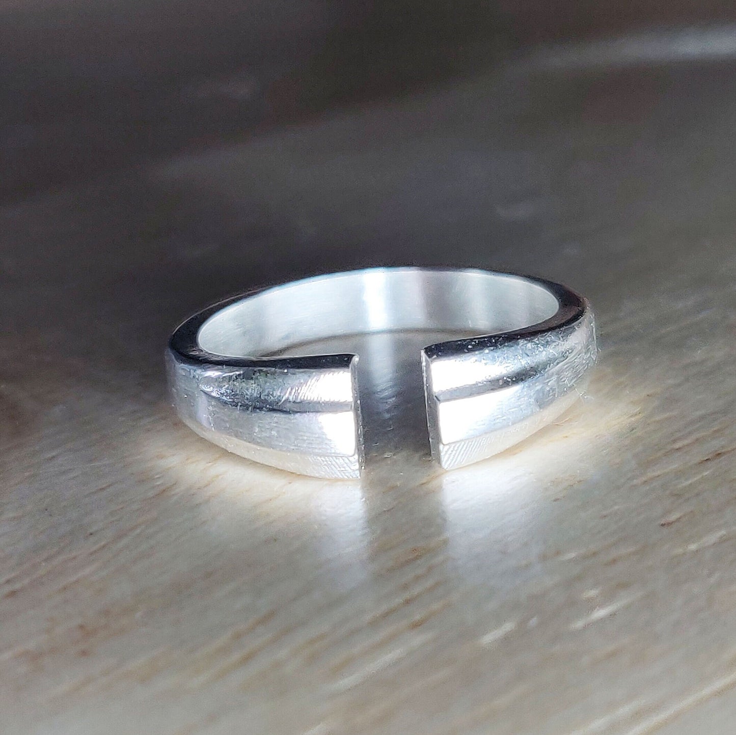 Thick Silver Split Shank Ring, Stepped Profile Ring Blank, Jewelry Crafting Supplies