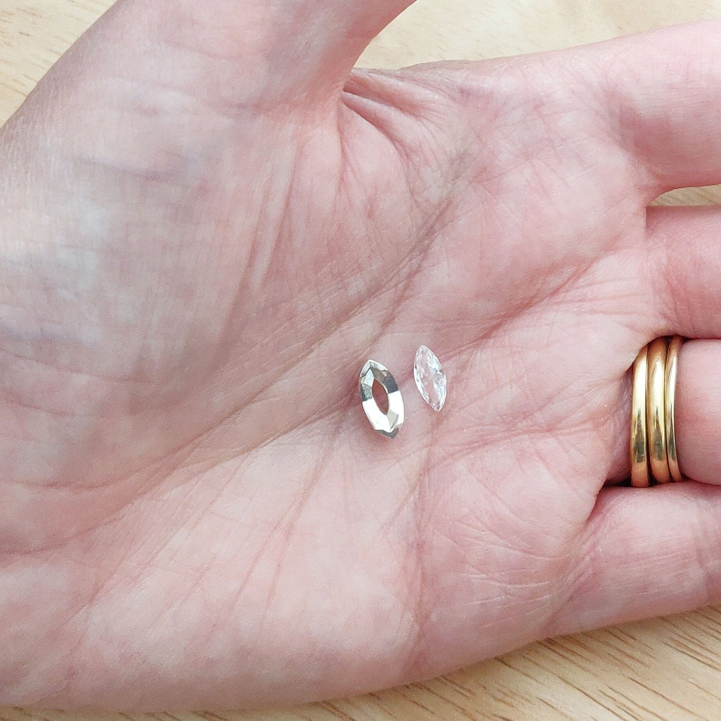 8x4mm Silver Marquise Rubover Setting. Cast Recycled Silver Open-Sided Bezel. Jewelry Making Supplies.