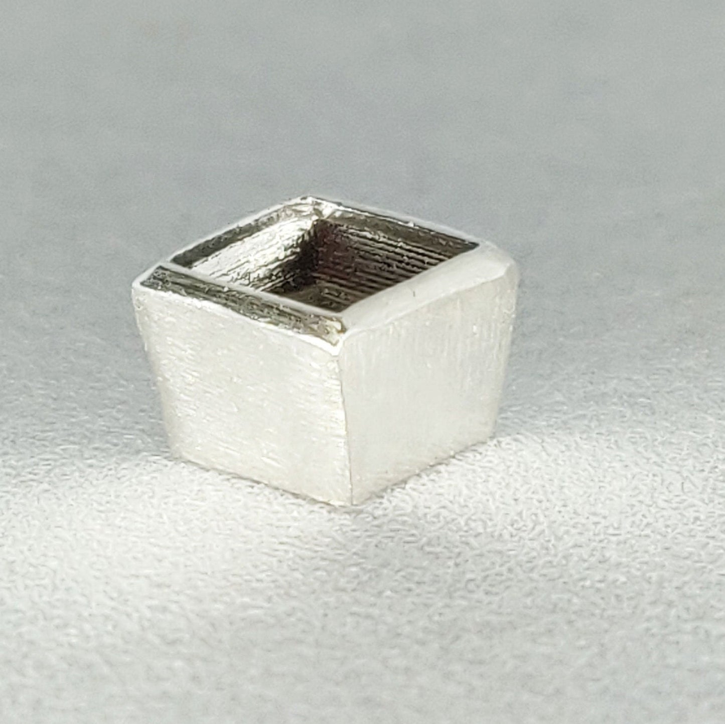 4mm Silver Princess Cut Gemstone Rubover Setting. Cast Recycled Silver Square Bezel. Jewelry Making Supplies.