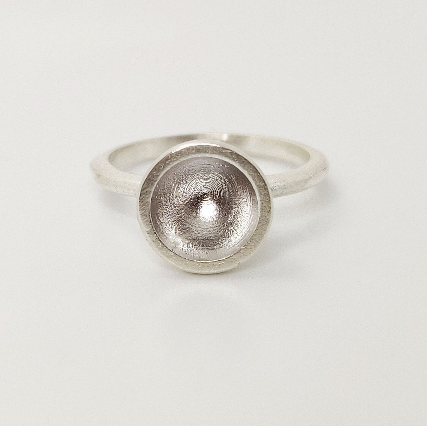8mm Silver Cup Rubover Bezel Ring