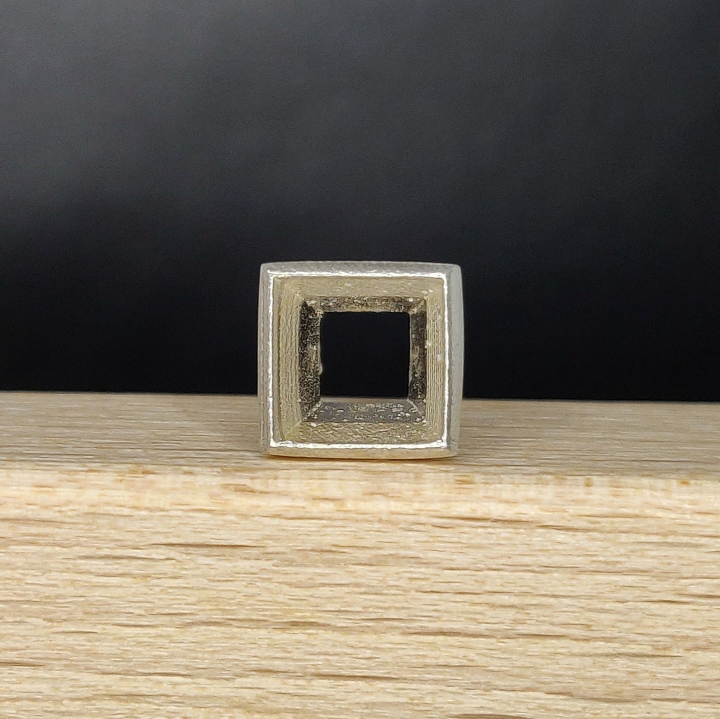 5mm Silver Princess Cut Gemstone Rubover Setting. Cast Recycled Silver Square Bezel. Jewelry Making Supplies.