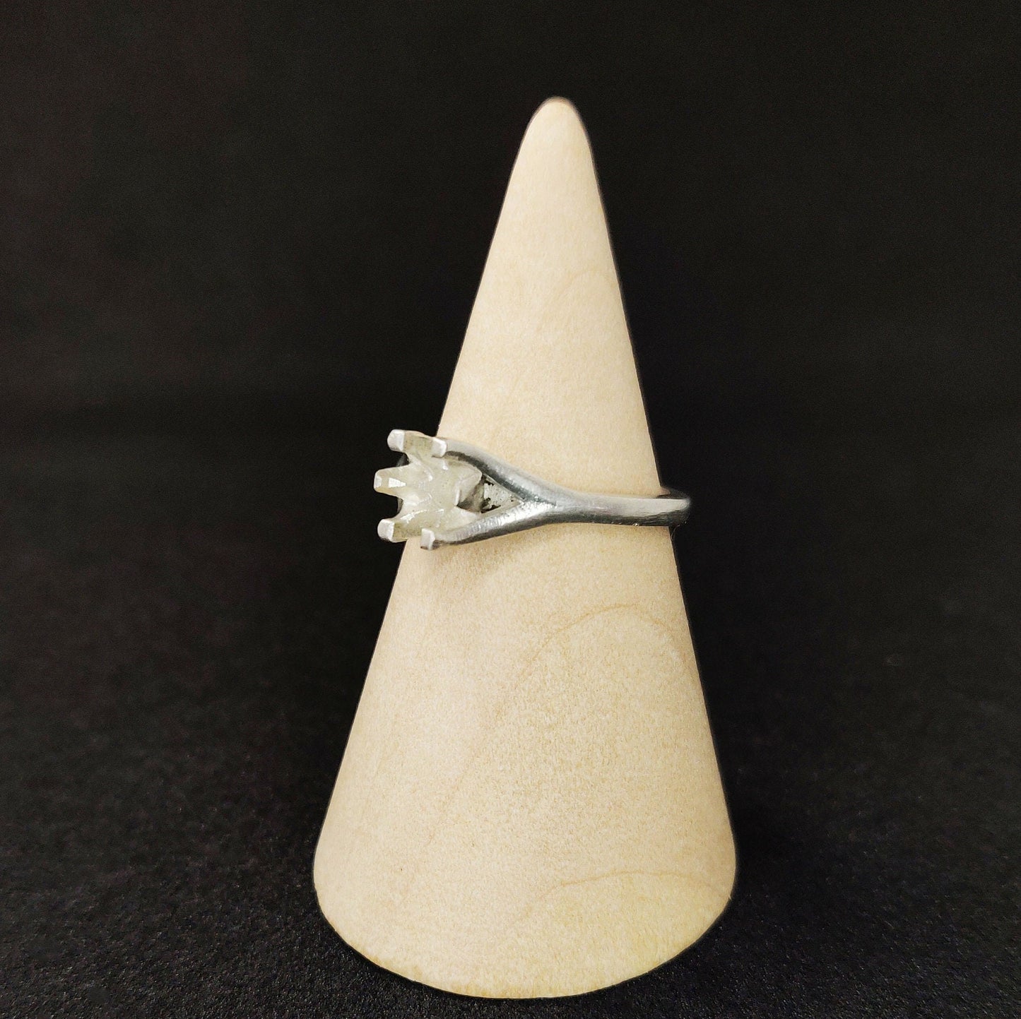 5mm Silver Six Prong Bezel Cathedral Ring Setting for Jewelry Making