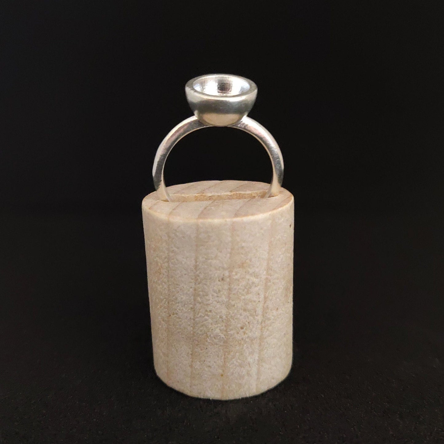 8mm Silver Cup Rubover Bezel Ring