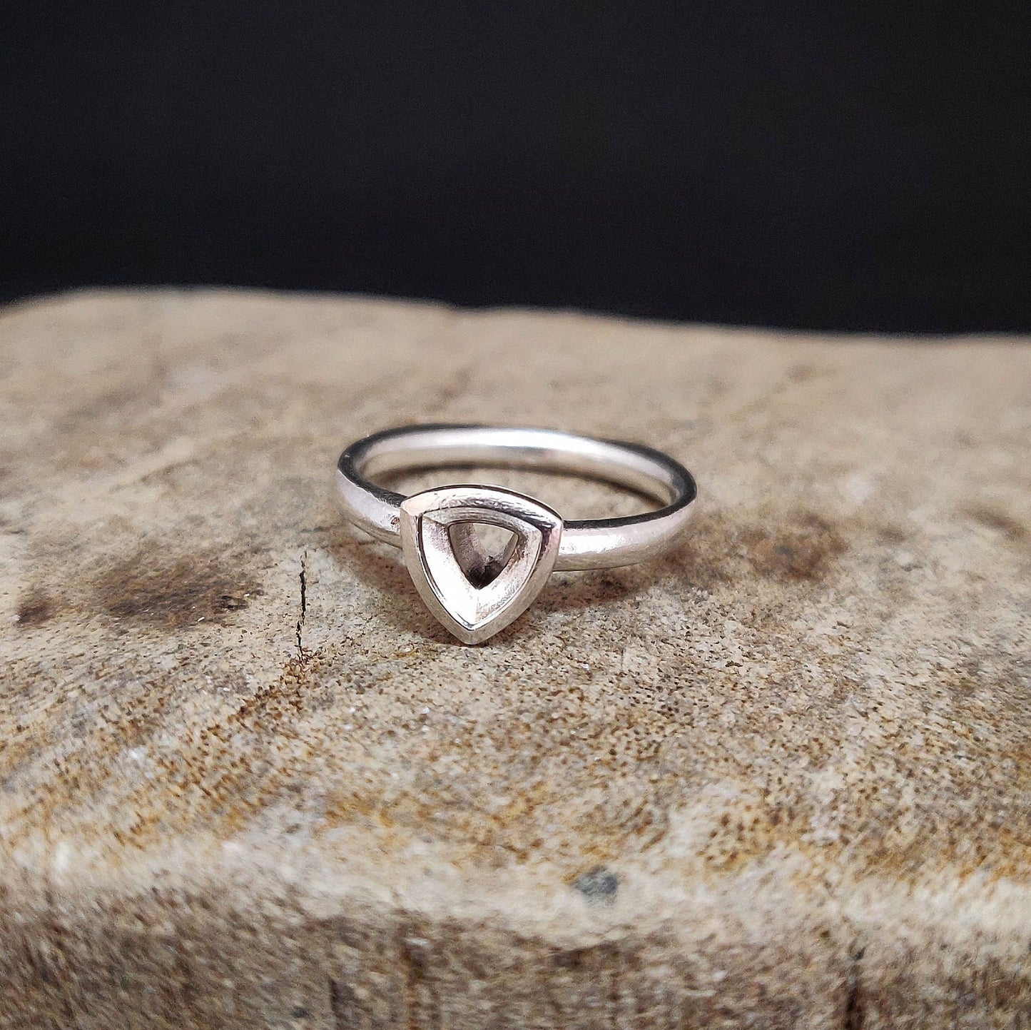 Silver Trillion Bezel Ring with Ohm Shank for Jewelry Making Supplies