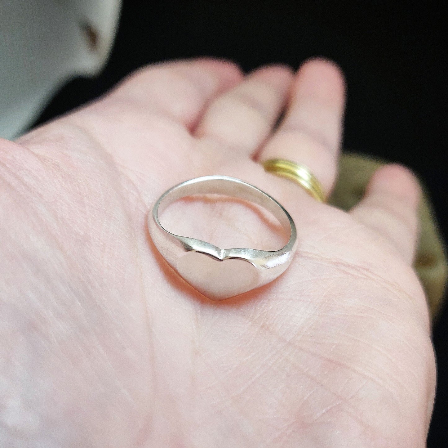 12mm Heart Signet Ring in Silver for Jewelry Making and Customization