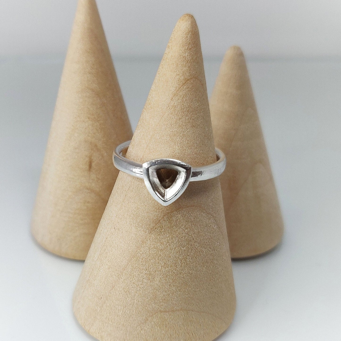 Silver Trillion Bezel Ring with Ohm Shank for Jewelry Making Supplies