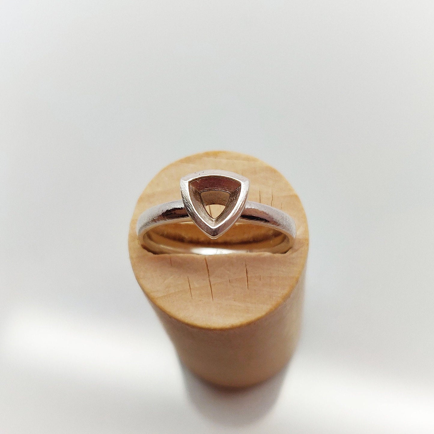Silver Trillion Bezel Ring with Ohm Shank for Jewelry Making Supplies
