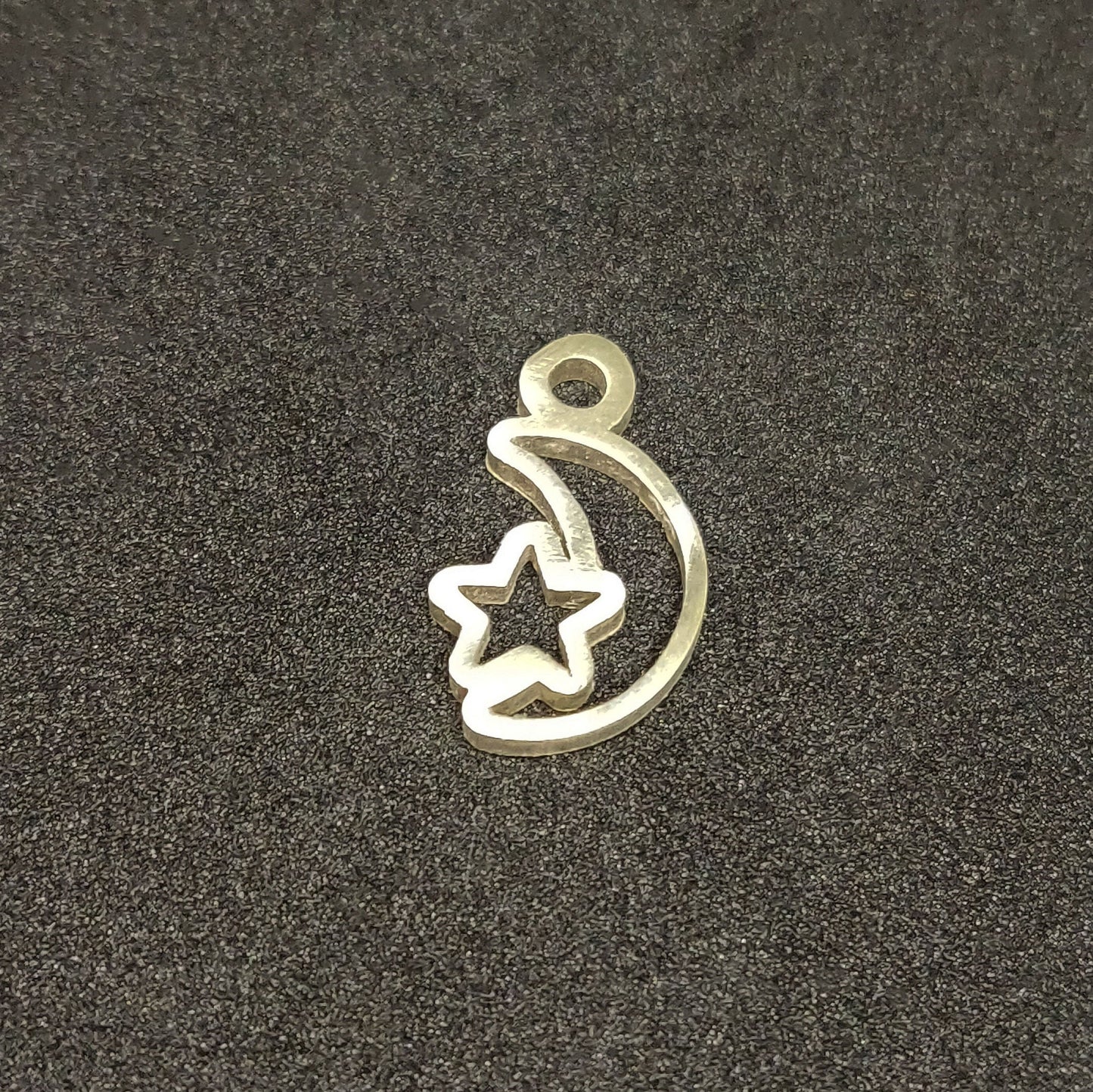 Silver Moon and Star Dangle Charm for Bracelets and Anklets, Jewelry Making Charm