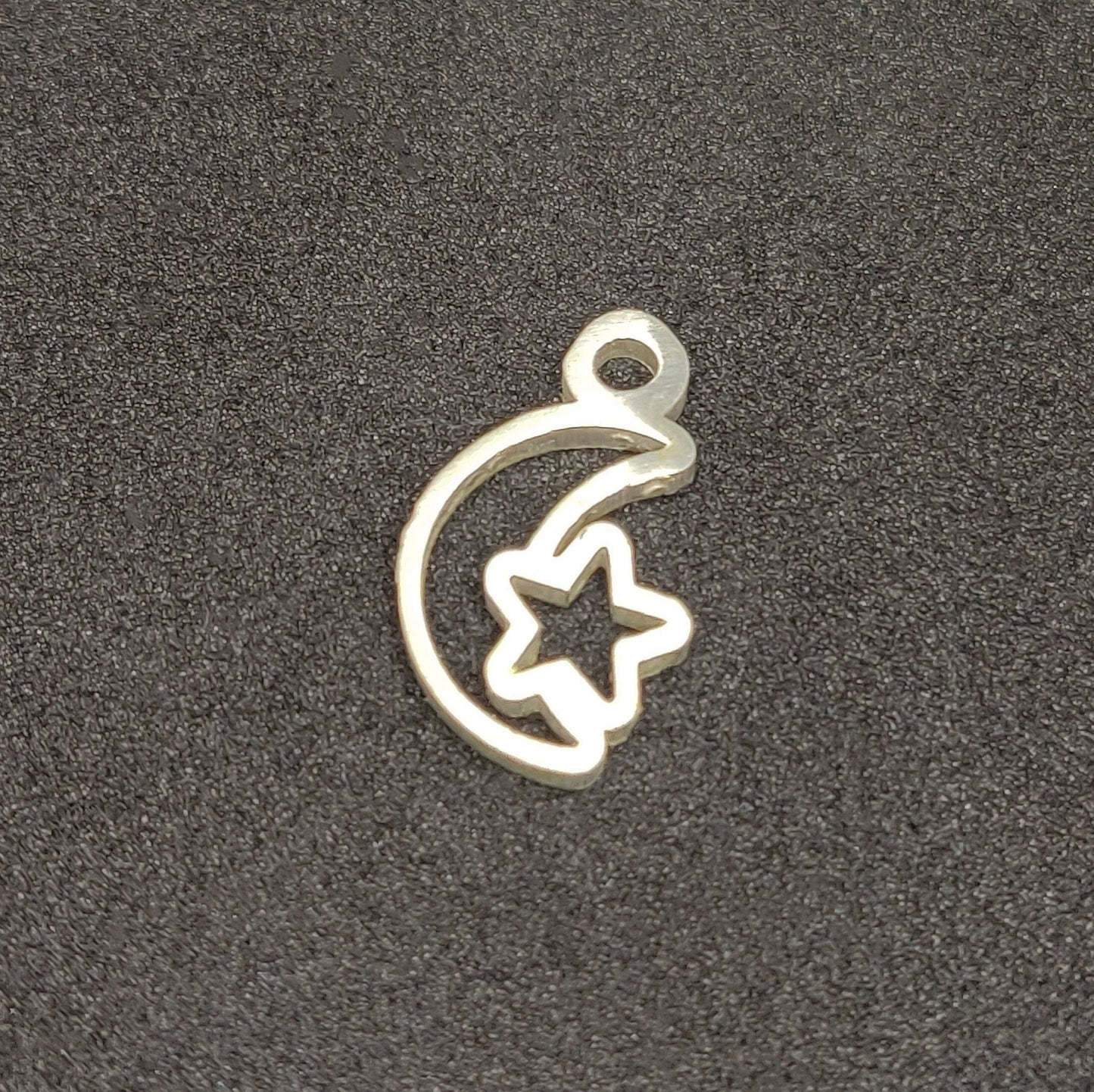Silver Moon and Star Dangle Charm for Bracelets and Anklets, Jewelry Making Charm