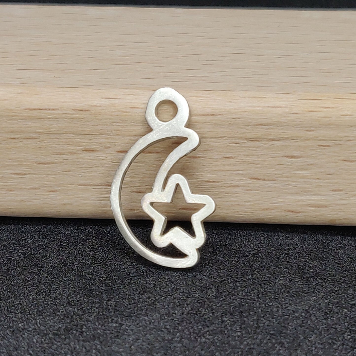 Silver Moon and Star Dangle Charm for Bracelets and Anklets, Jewelry Making Charm