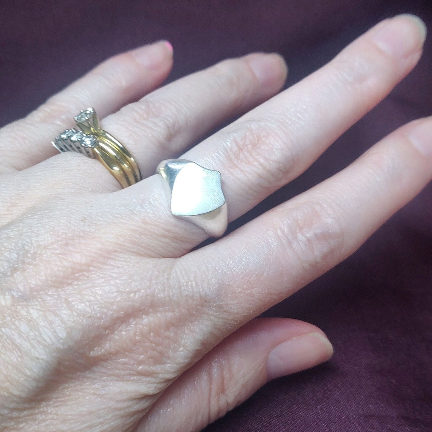 13mm Shield Signet Ring for Jewelry Making, Engraving, Gem Setting in Silver for Men or Women