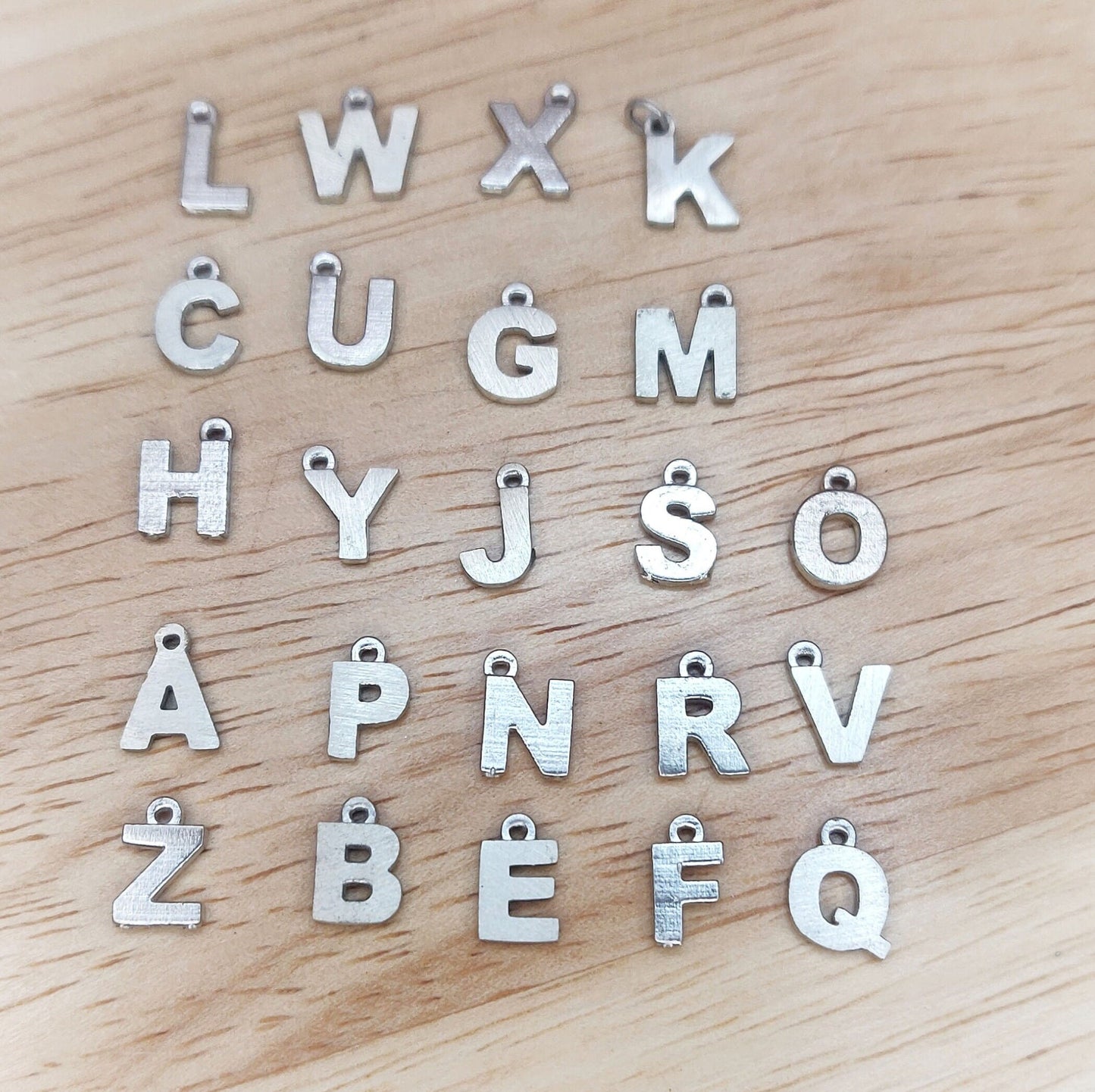 Sterling Silver Alphabet Pendants, Argentium Initial Charms, Personalized Bracelet Necklace Charms