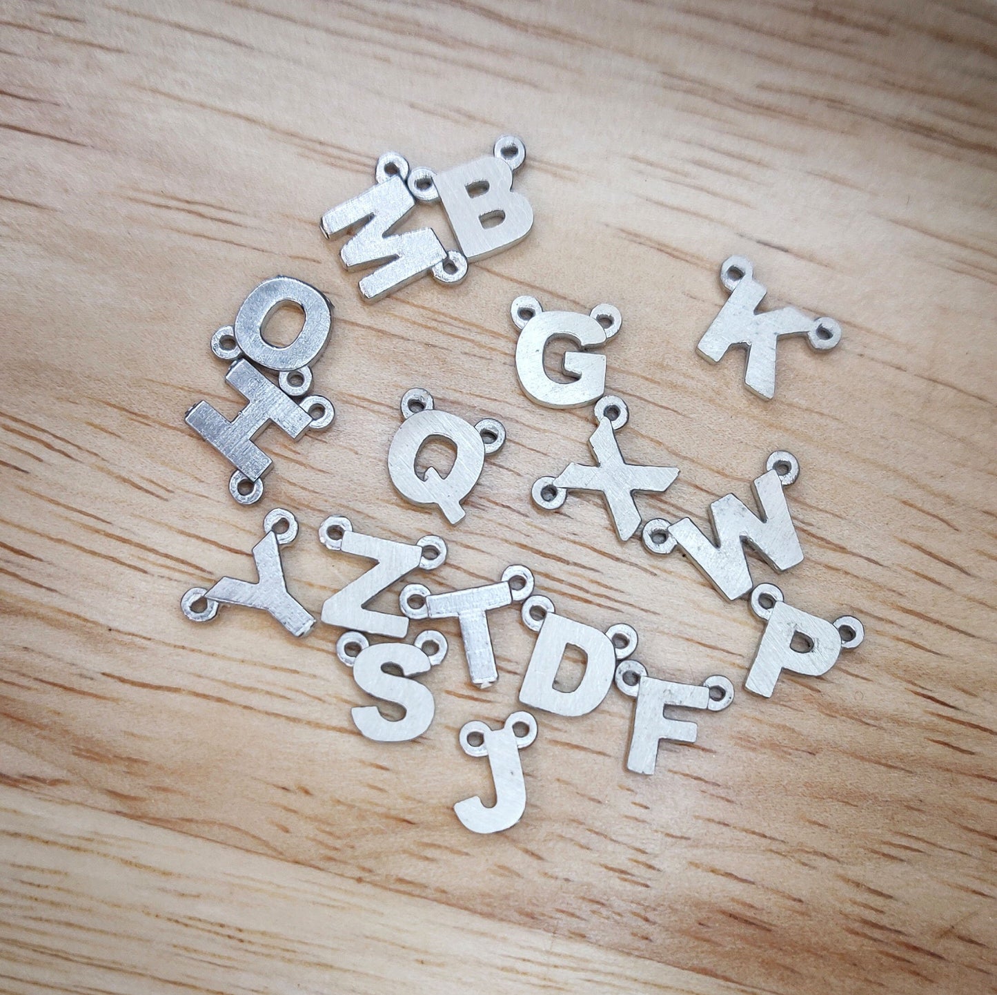 Sterling or Argentium Silver Alphabet Pendant Charms for Initial Necklaces and Bracelets