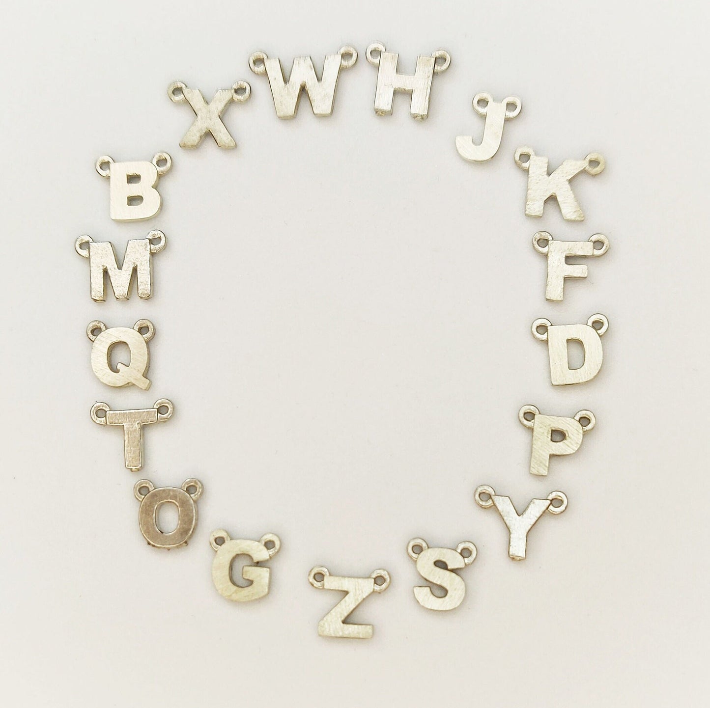 Sterling or Argentium Silver Alphabet Pendant Charms for Initial Necklaces and Bracelets