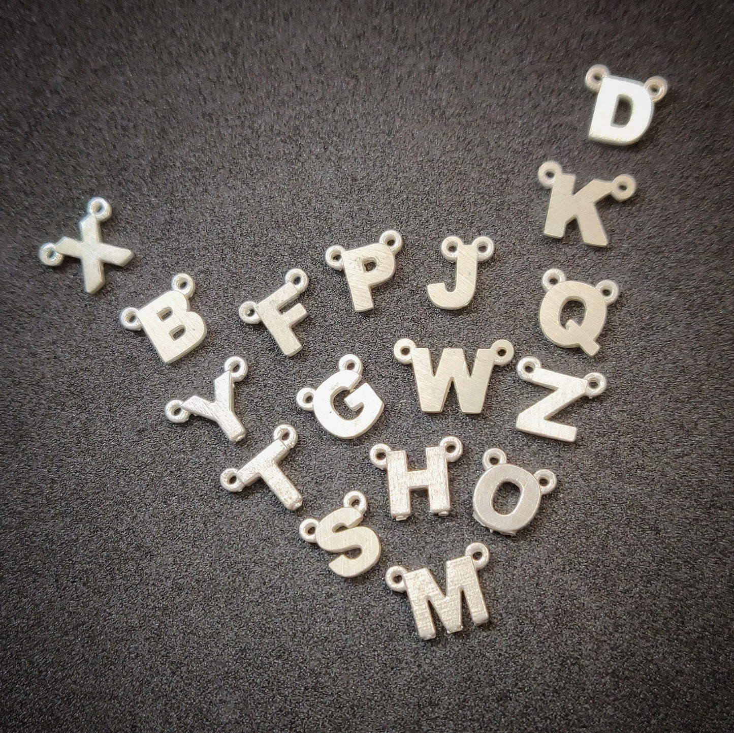 Sterling or Argentium Silver Alphabet Pendant Charms for Initial Necklaces and Bracelets