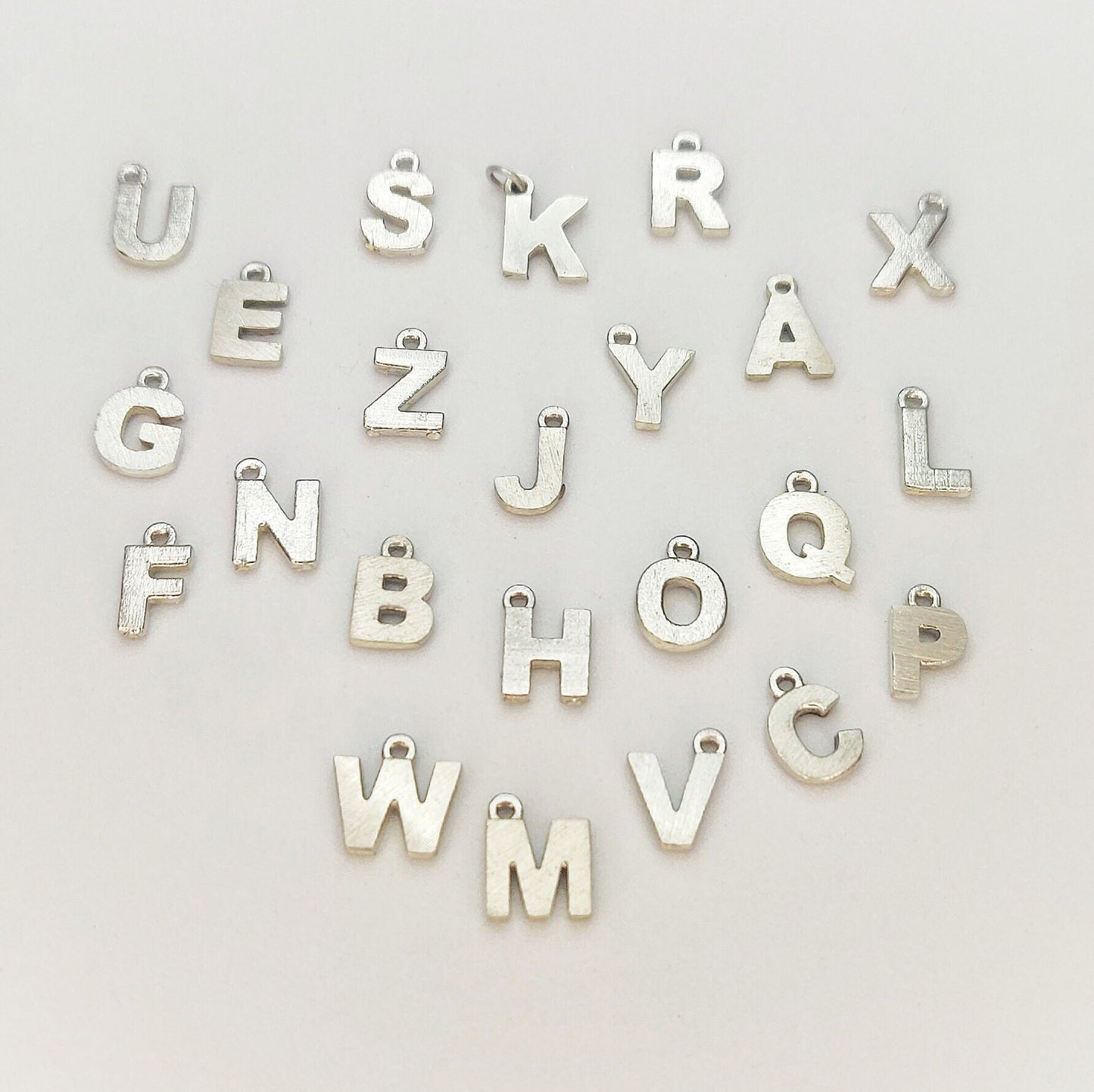 Sterling Silver Alphabet Pendants, Argentium Initial Charms, Personalized Bracelet Necklace Charms