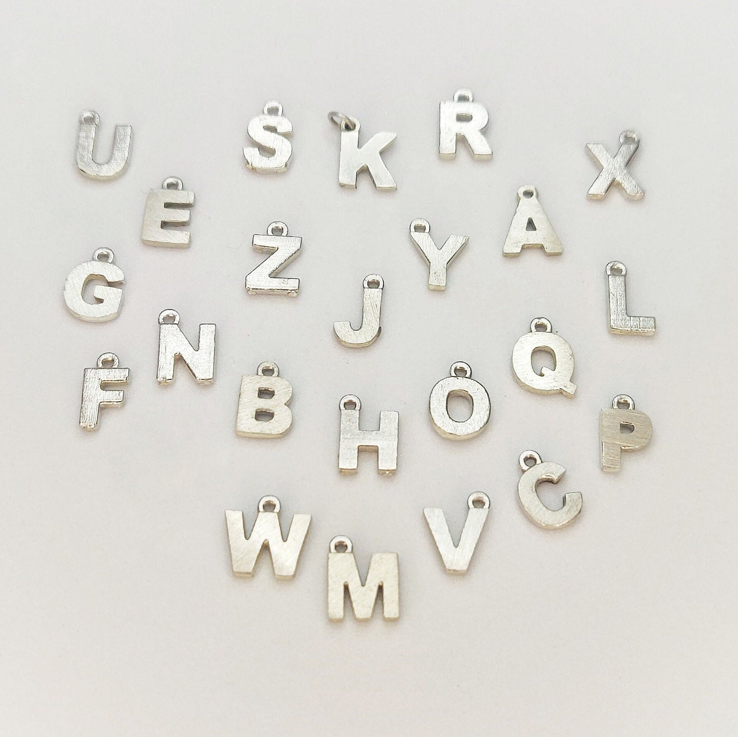 Sterling Silver Alphabet Pendants, Argentium Initial Charms, Personalized Bracelet Necklace Charms