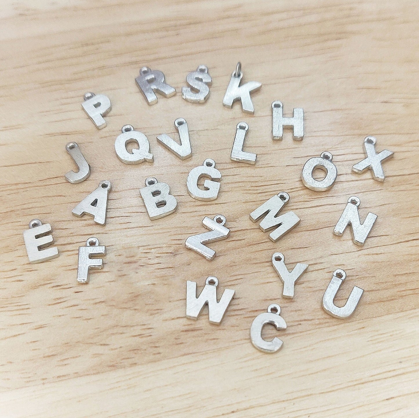 Sterling Silver Alphabet Pendants, Argentium Initial Charms, Personalized Bracelet Necklace Charms
