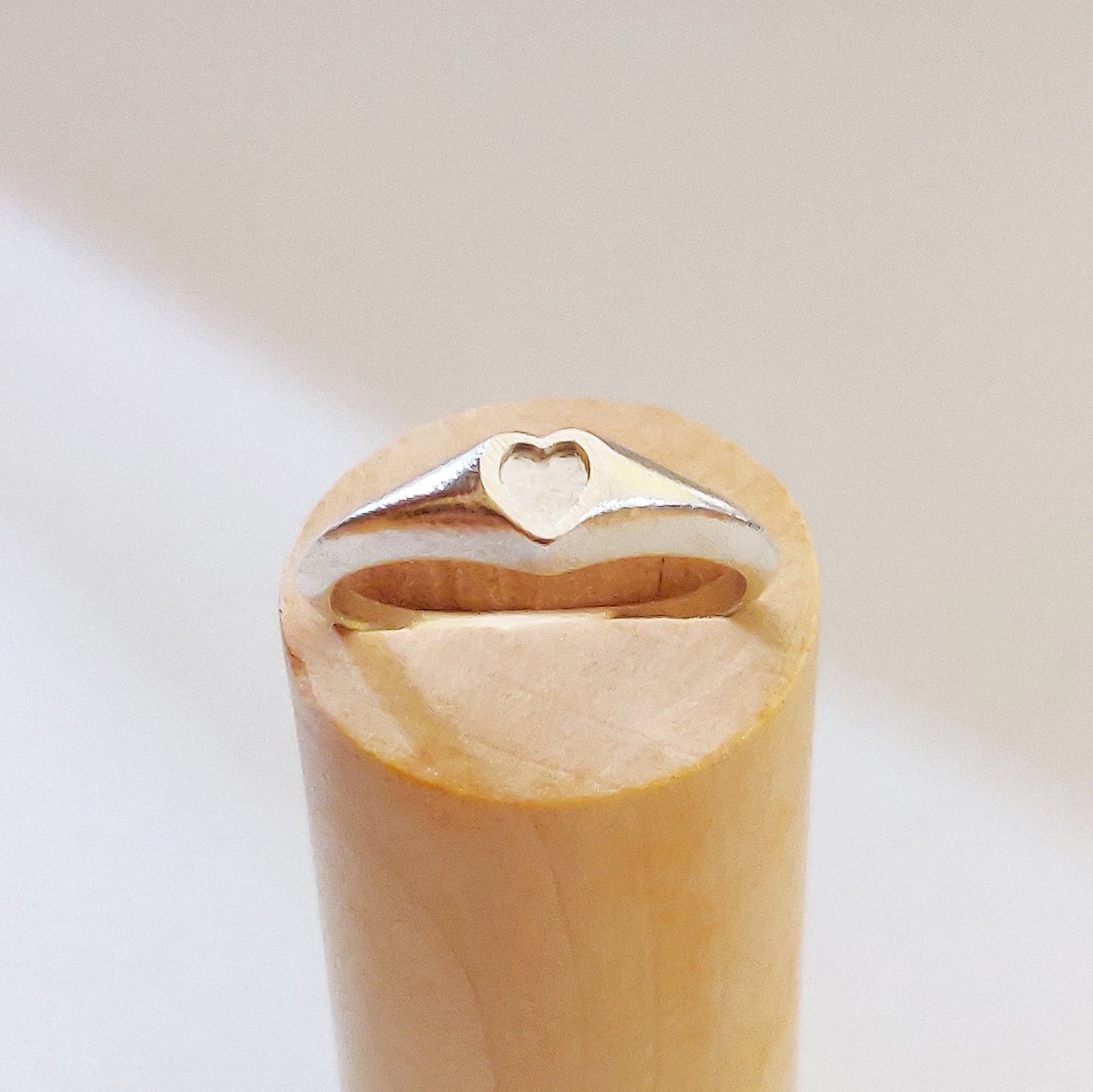 Sterling Silver 5mm Heart Signet Ring for Jewelry Making and Engraving