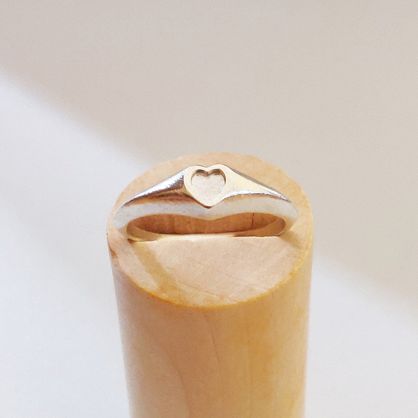 Sterling Silver 5mm Heart Signet Ring for Jewelry Making and Engraving