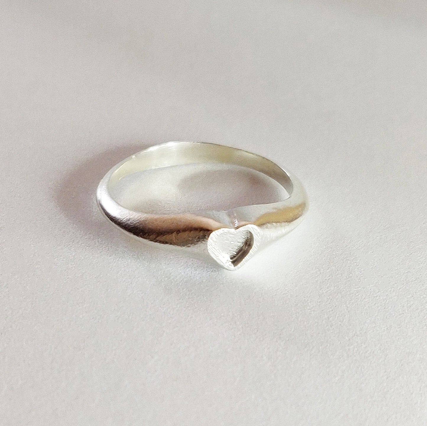 Sterling Silver 5mm Heart Signet Ring for Jewelry Making and Engraving