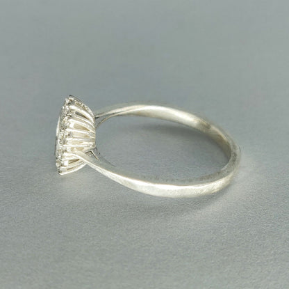Semi Mount Cushion Halo Ring with Cubic Zirconia Pave Setting in Silver