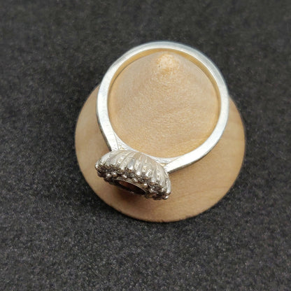Argentium or Sterling Silver Semi Mount Halo Ring with Cubic Zirconia Pave Setting