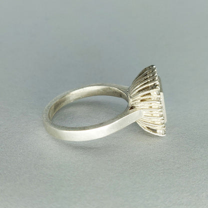 Elegant Silver Princess Cut Halo Ring with Cubic Zirconia Pave Setting