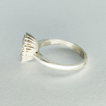 Elegant Trillion Cut Silver Halo Ring with Pave Cubic Zirconia Cluster