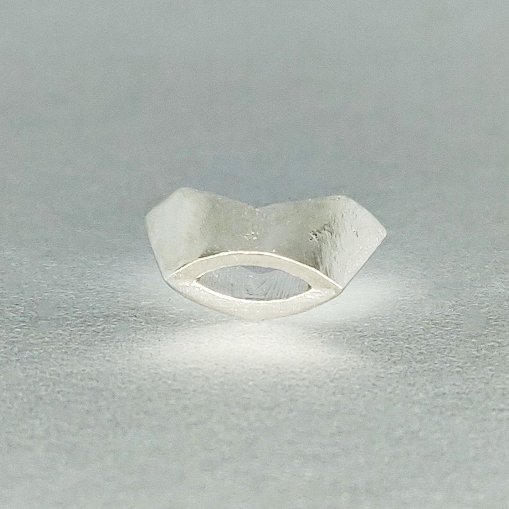 8x4mm Silver Marquise Rubover Setting. Cast Recycled Silver Open-Sided Bezel. Jewelry Making Supplies.