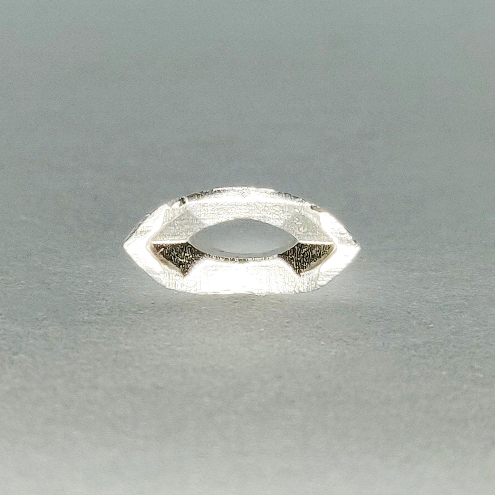 8x4mm Silver Marquise Rubover Setting. Cast Recycled Silver Open-Sided Bezel. Jewelry Making Supplies.
