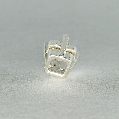 4x4mm Recycled Sterling Silver Square Gemstone Prong Setting for Jewelry Making