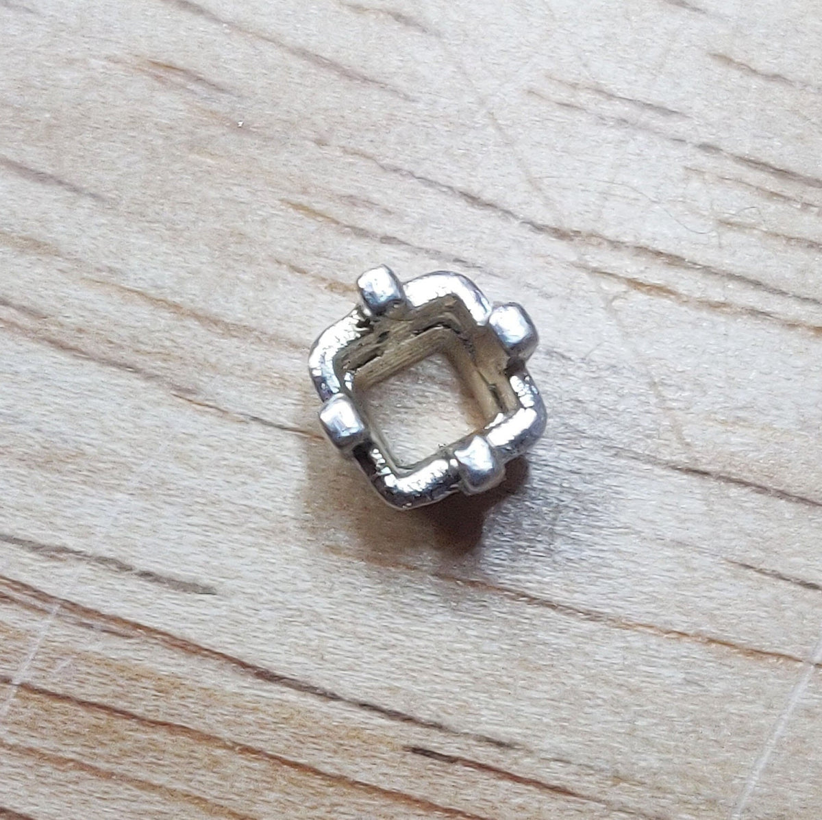 4x4mm Recycled Sterling Silver Square Gemstone Prong Setting for Jewelry Making