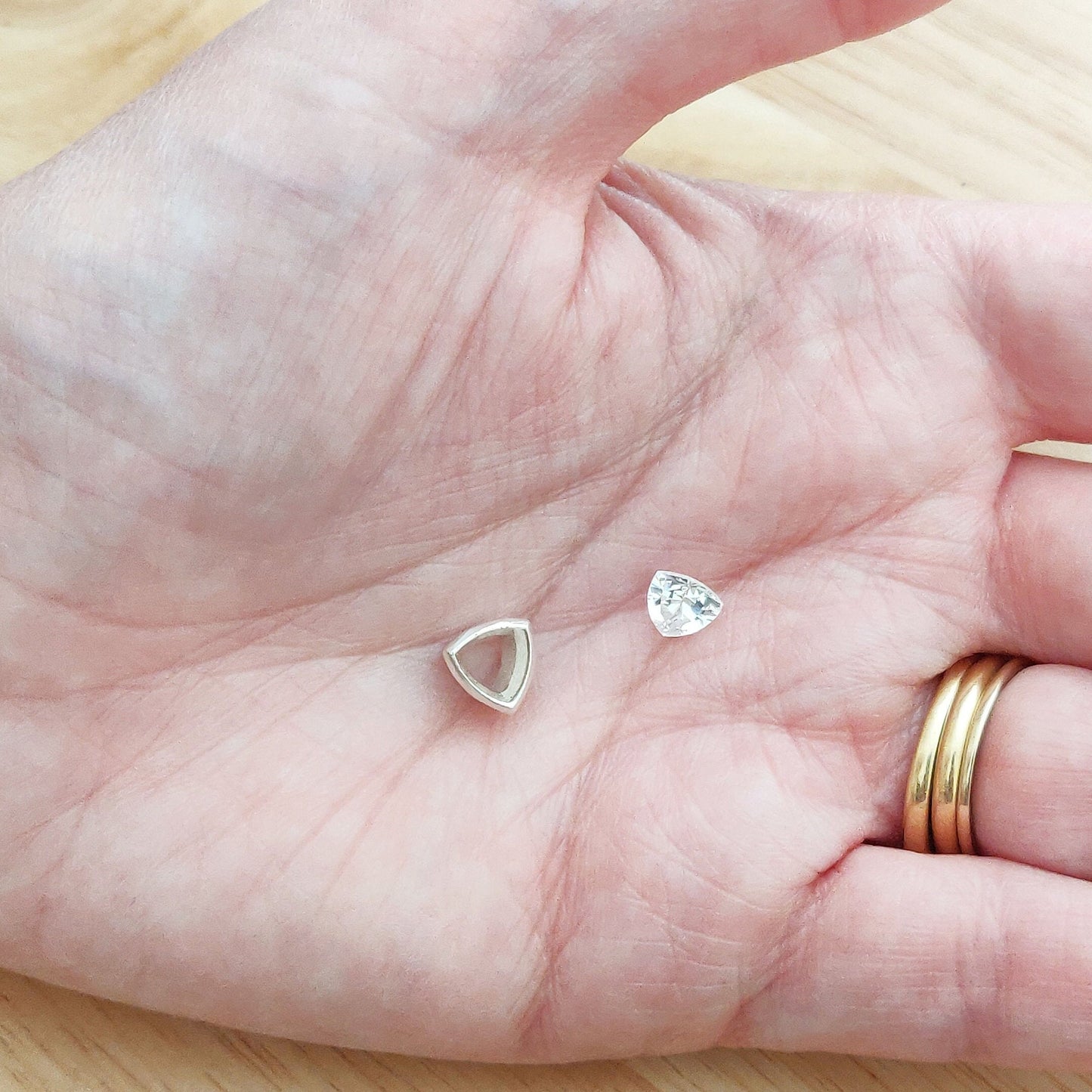 Jeweler's Silver Trillion Cut Bezel, 6x6mm Triangular Bezel, Rubover Jewelry Making Supplies