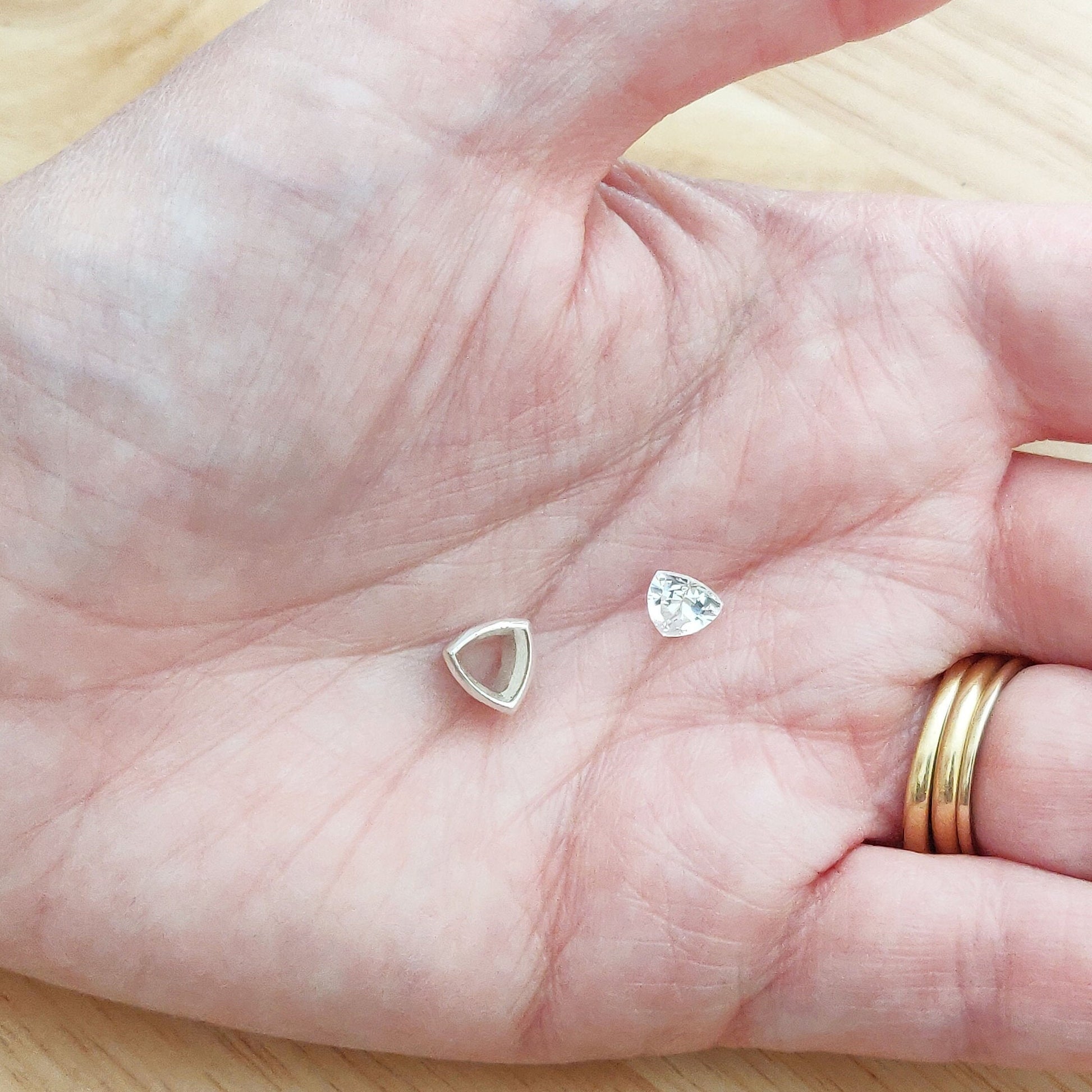 Jeweler's Silver Trillion Cut Bezel, 6x6mm Triangular Bezel, Rubover Jewelry Making Supplies