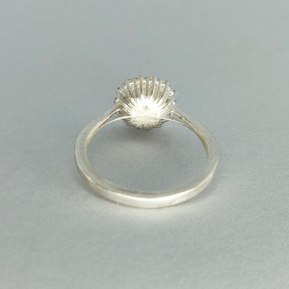 Semi Mount Cushion Halo Ring with Cubic Zirconia Pave Setting in Silver