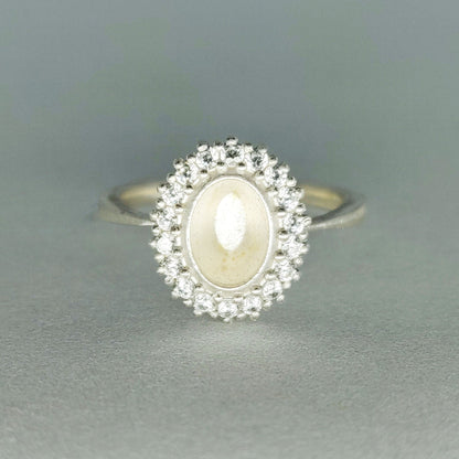 Elegant Oval Halo Ring in Sterling or Argentium Silver with Cubic Zirconia Pave Setting
