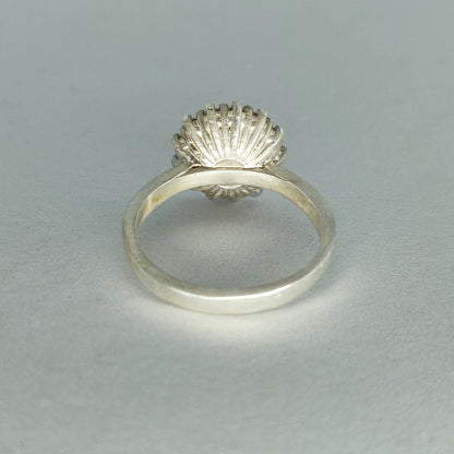 Argentium or Sterling Silver Semi Mount Halo Ring with Cubic Zirconia Pave Setting
