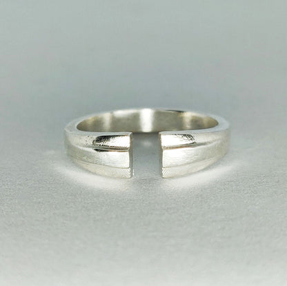 Thick Silver Stepped Profile Split Shank Ring Blank for Jewelry Crafting