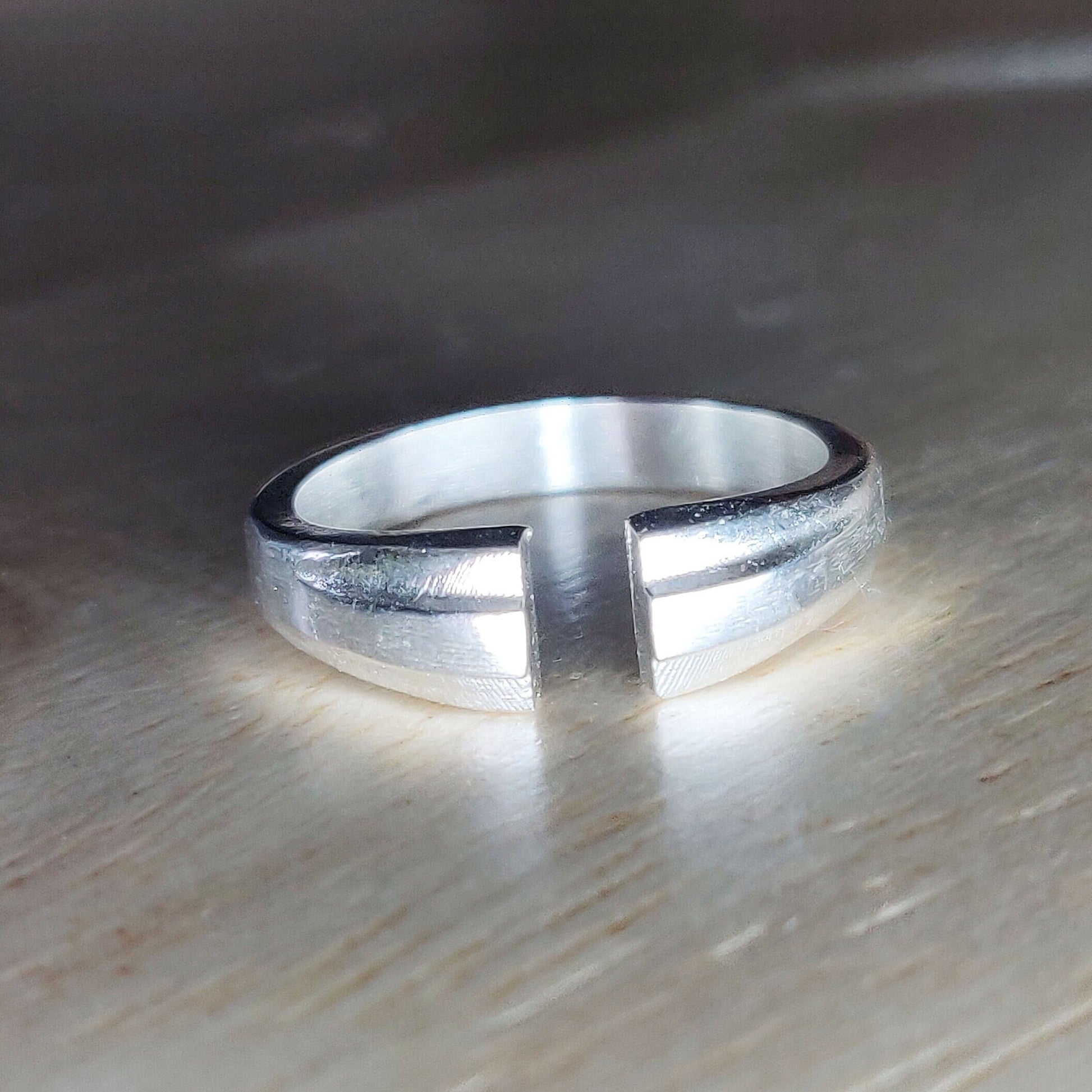 Thick Silver Split Shank Ring, Stepped Profile Ring Blank, Jewelry Crafting Supplies