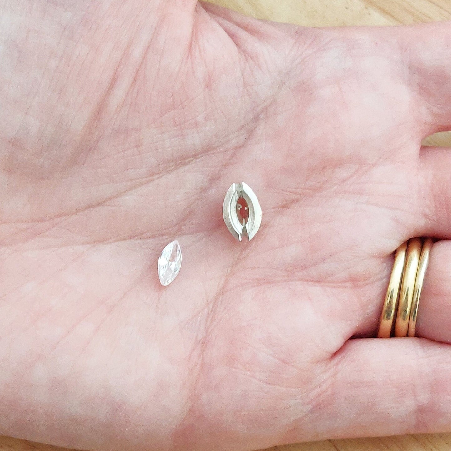 8x4mm Cast Recycled Sterling Silver Marquise Rubover Split Bezel Setting for Jewelry Making