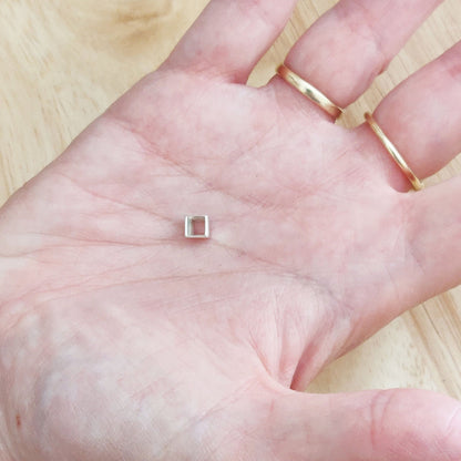 4mm Silver Princess Cut Gemstone Rubover Setting. Cast Recycled Silver Square Bezel. Jewelry Making Supplies.